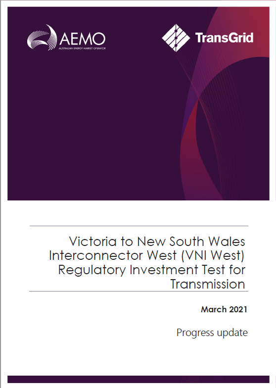 报告封面图片为维克到新南威尔士州互联连接器西部项目更新