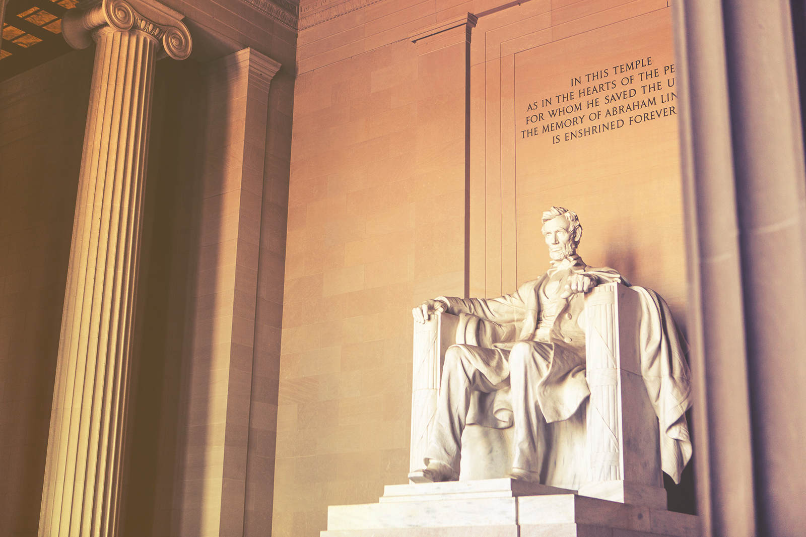 华盛顿特区林肯纪念堂雕像的特写